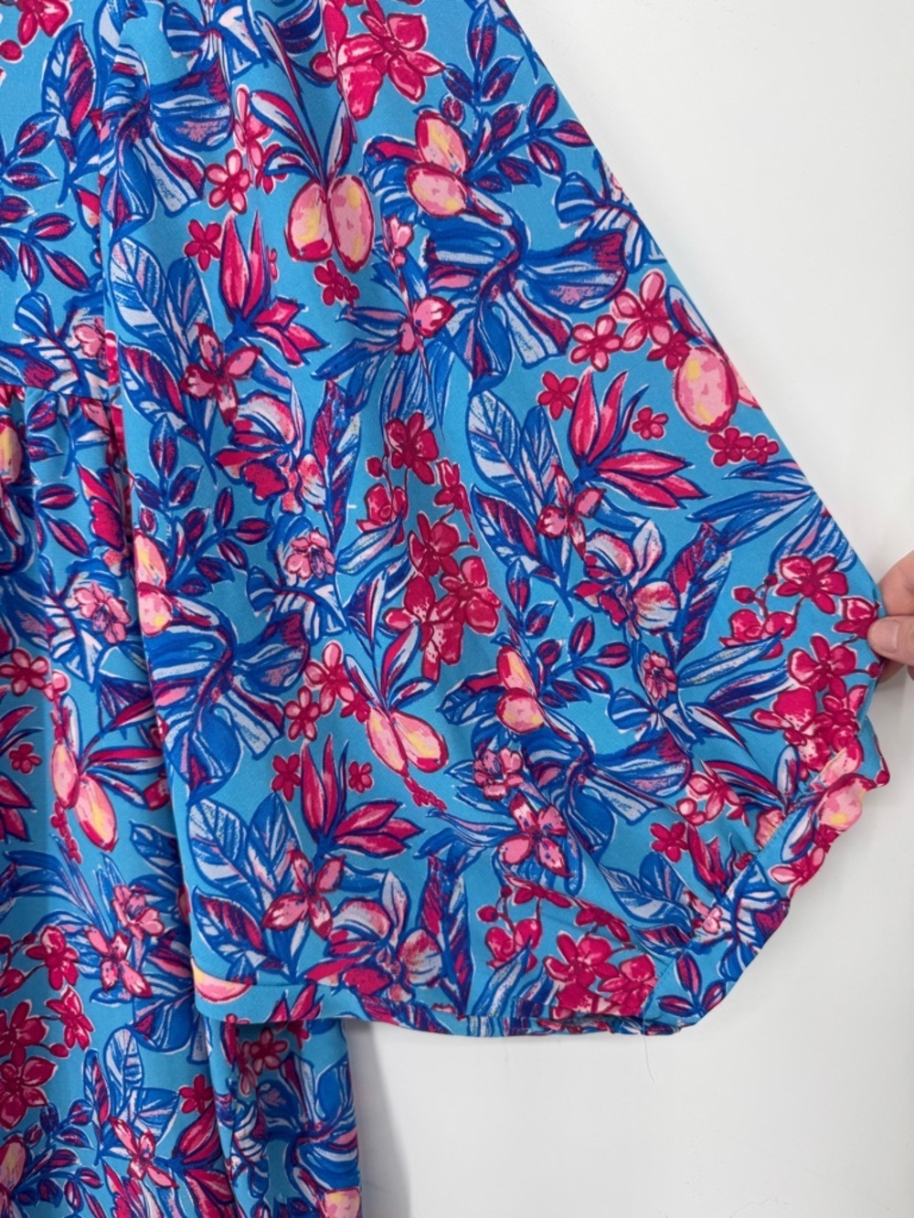 Dokotoo Women's Blue and Pink  Floral Mini Dress With Tie Neck Size XL - Picture 4 of 8
